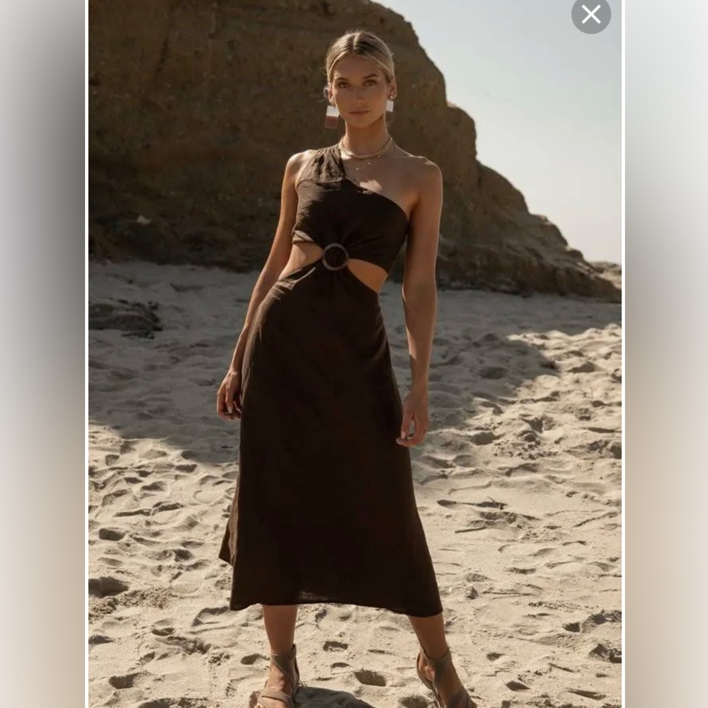 Bohme CHOCOLATE BROWN Midi Cutout dress